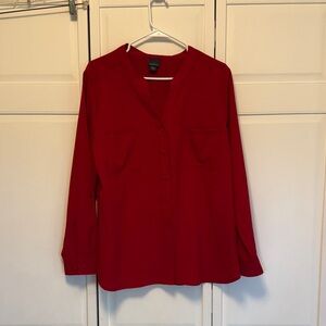 Covington Red Button-Up Blouse